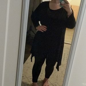 Soft, black, shark bite, long sleeve tunic/shirt